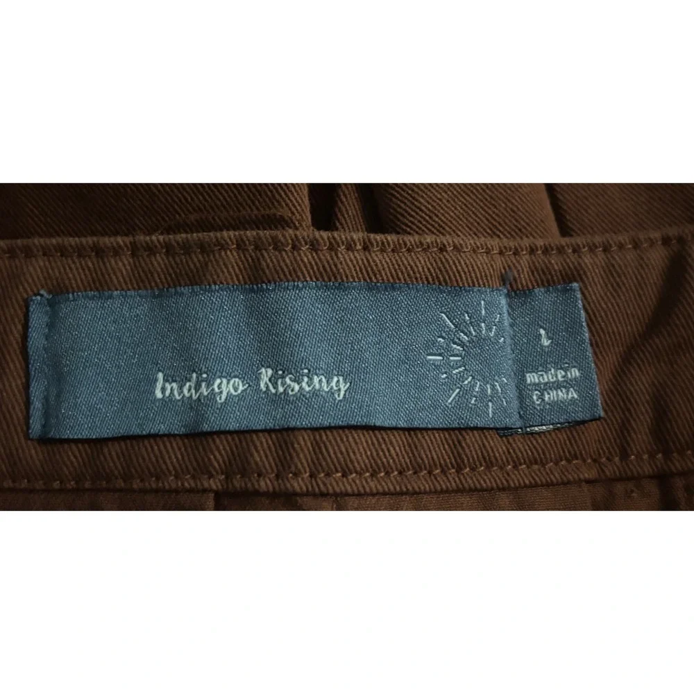 Indigo Rising Womens Sz L Brown Cotton Side Zip Pleated Mini Skirt Casual School